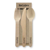 16cm Wood Knife, Fork, Spoon & Napkin Set CTN400 - Eve Zone